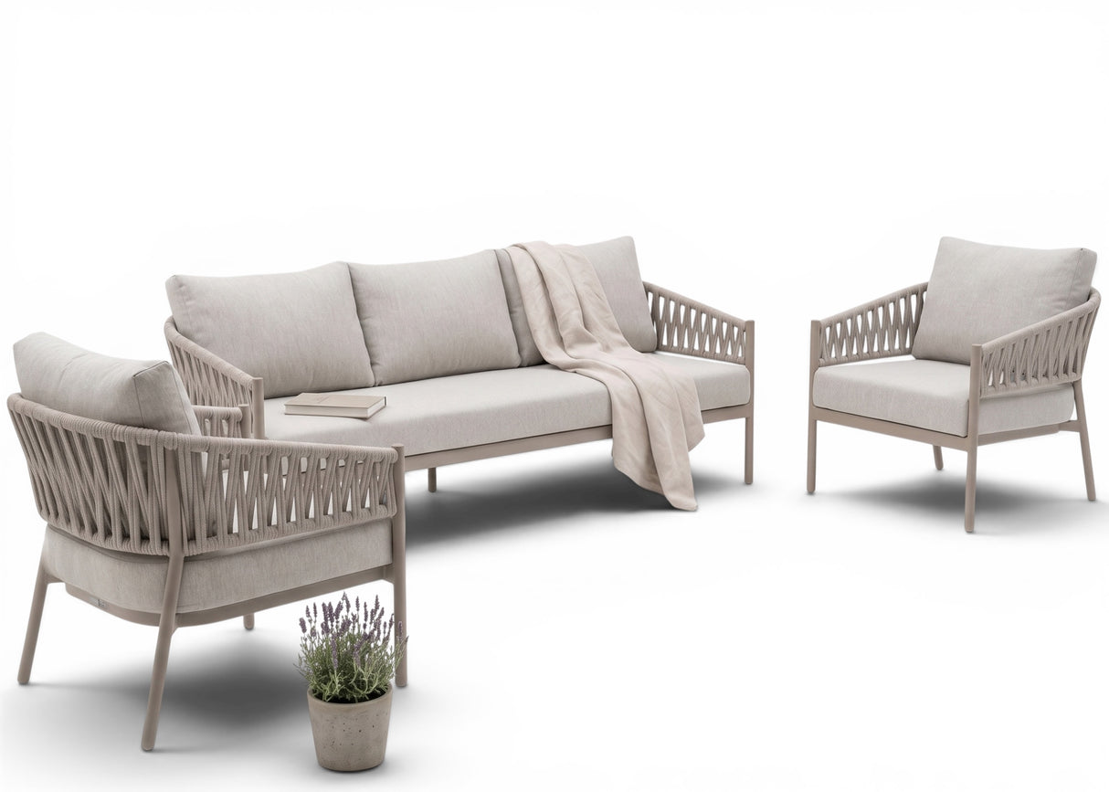 Belito Frank Aluminium Rope Loungeset Nr.2 - Taupe