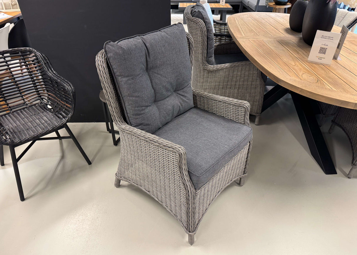 Belito Earl Grey Wicker Tuinstoel - Dining Stoel - Showroommodel