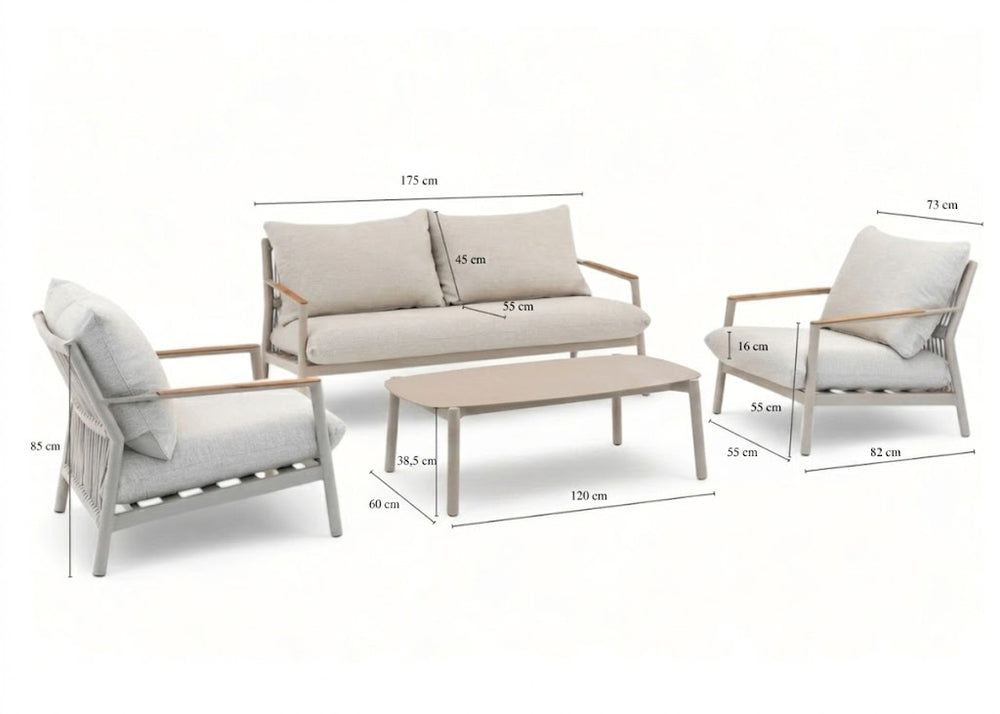 Julia stoelbank set + afmetingen