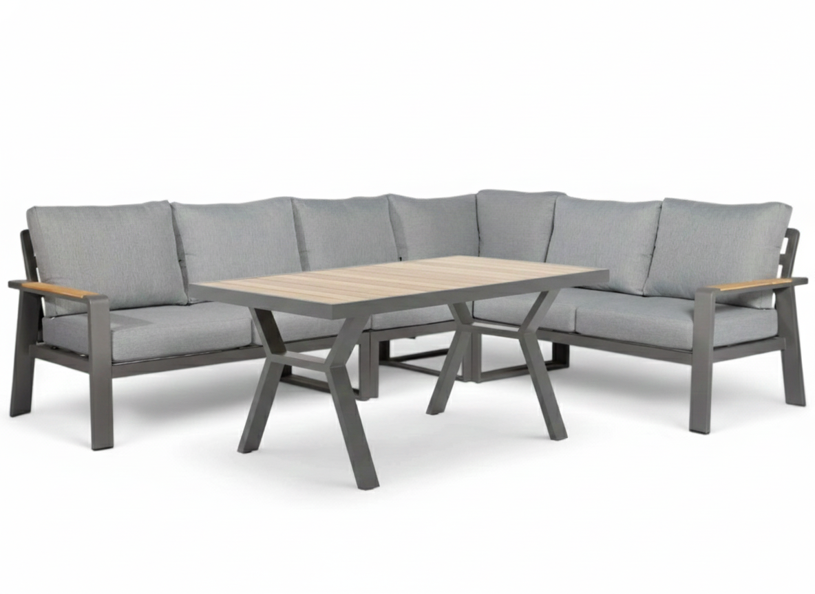Aluminium Loungeset Hoekbank - Antraciet Frame - 5-delig - Belito Lotte - Hoge tafel