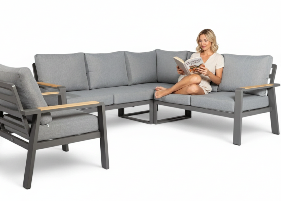 Aluminium Loungeset Hoekbank - Antraciet Frame - Belito Lotte - Incl stoel