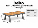 Belito Birmingham Loungeset Nr.11 | Antraciet | 2-zits Bank + 2x Stoel + Tafel | 4 Personen