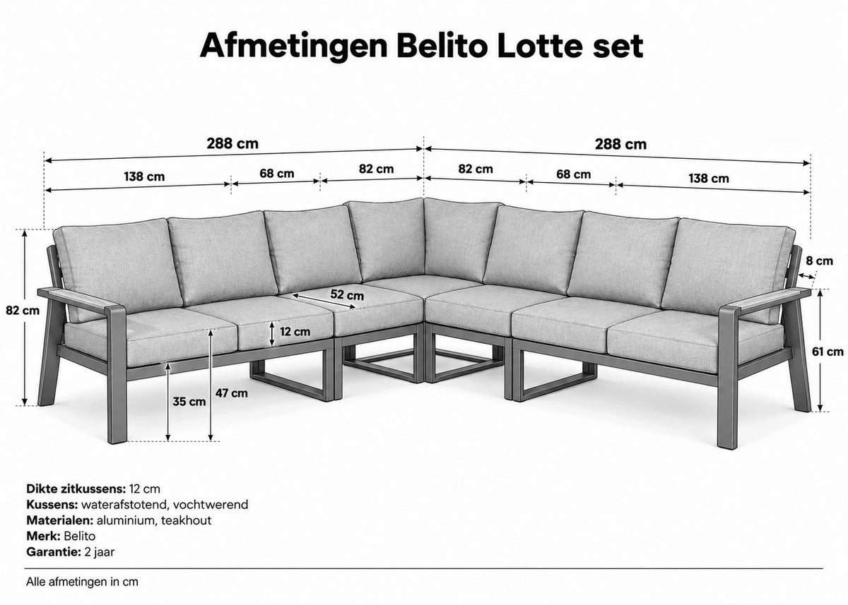 Belito Lotte Lounge Set Corner Sofa No. 14 | 288 x 288 cm | 6-seater