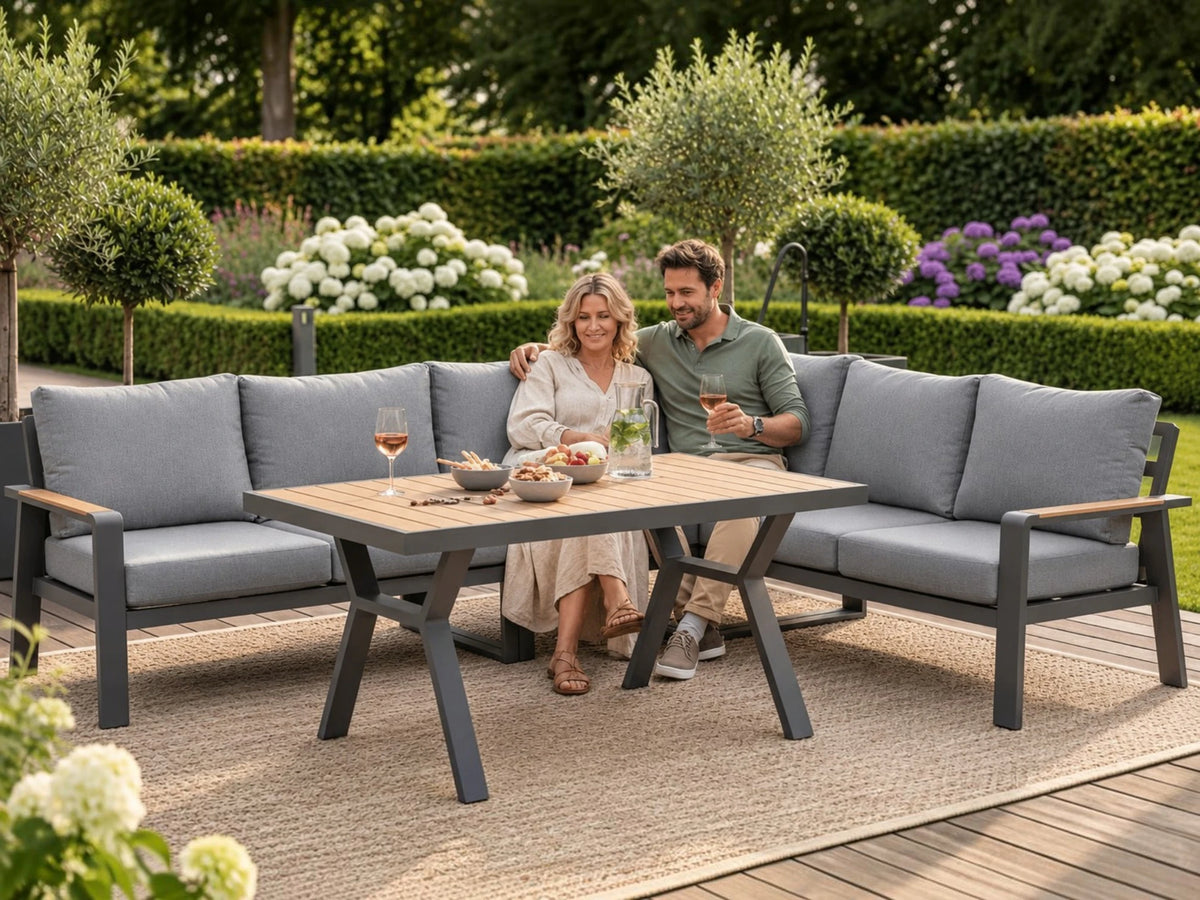 Belito Lotte Loungeset Hoekbank Nr. 4 | 288 x 220 cm | Met Vaste Diningtafel | Antraciet