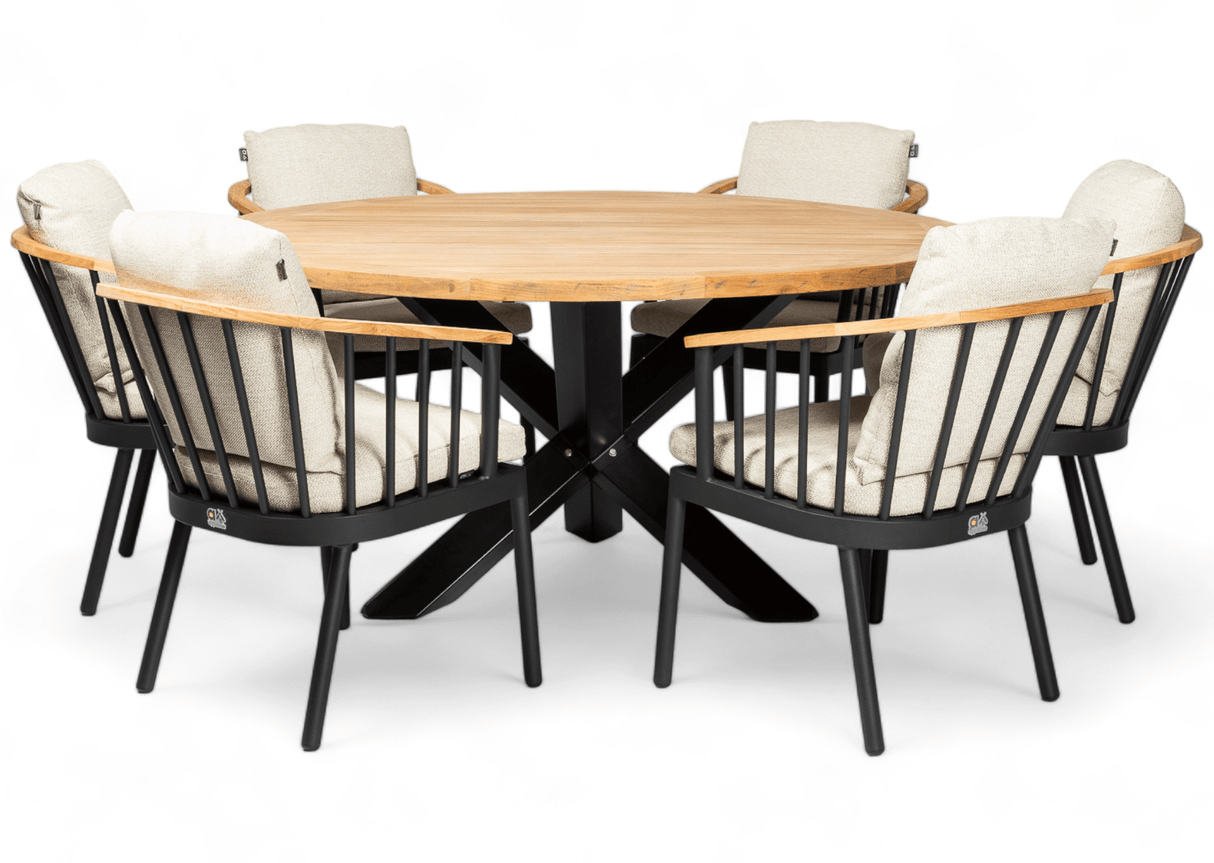 Apple Bee Condor 160cm dining rond tuinset 7-delig