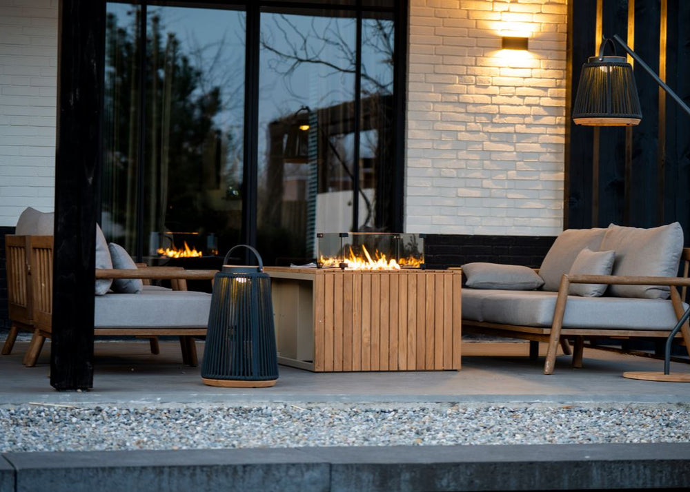 Easyfires Mida Vuurtafel 95 x 95 cm – Taupe - Inclusief Glasset