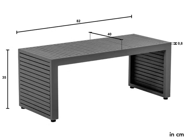 Apple Bee Santorini Bijzettafel – 81 x 40 x 34 cm – Taupe Aluminium