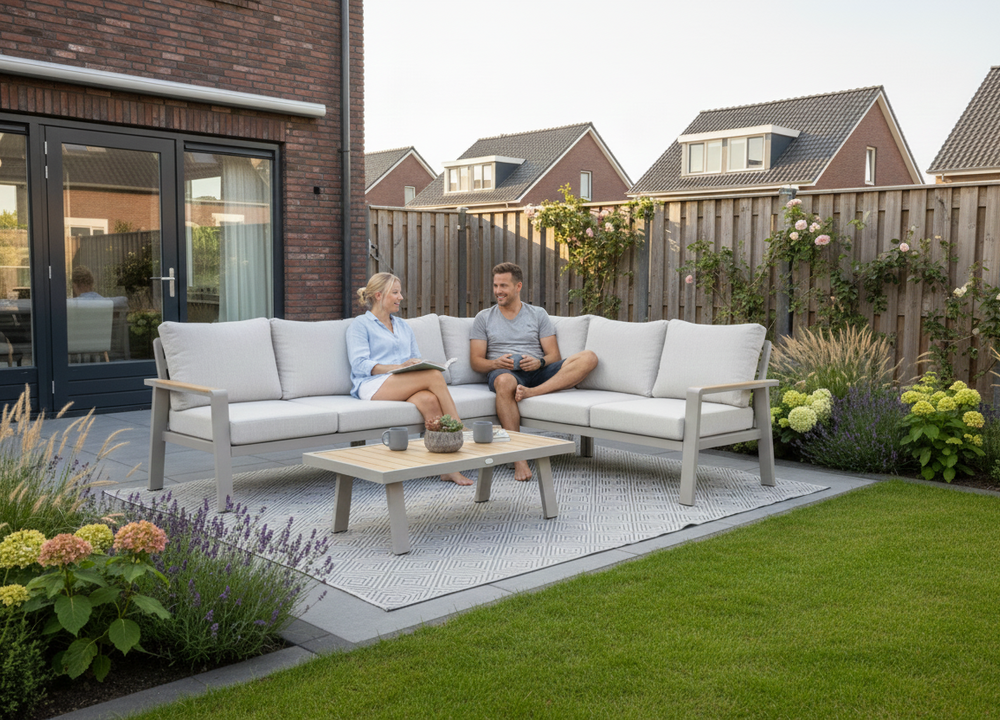 Aluminium Loungeset Hoekbank - Taupe Frame - 6-Persoons - Belito Lotte 5-delig