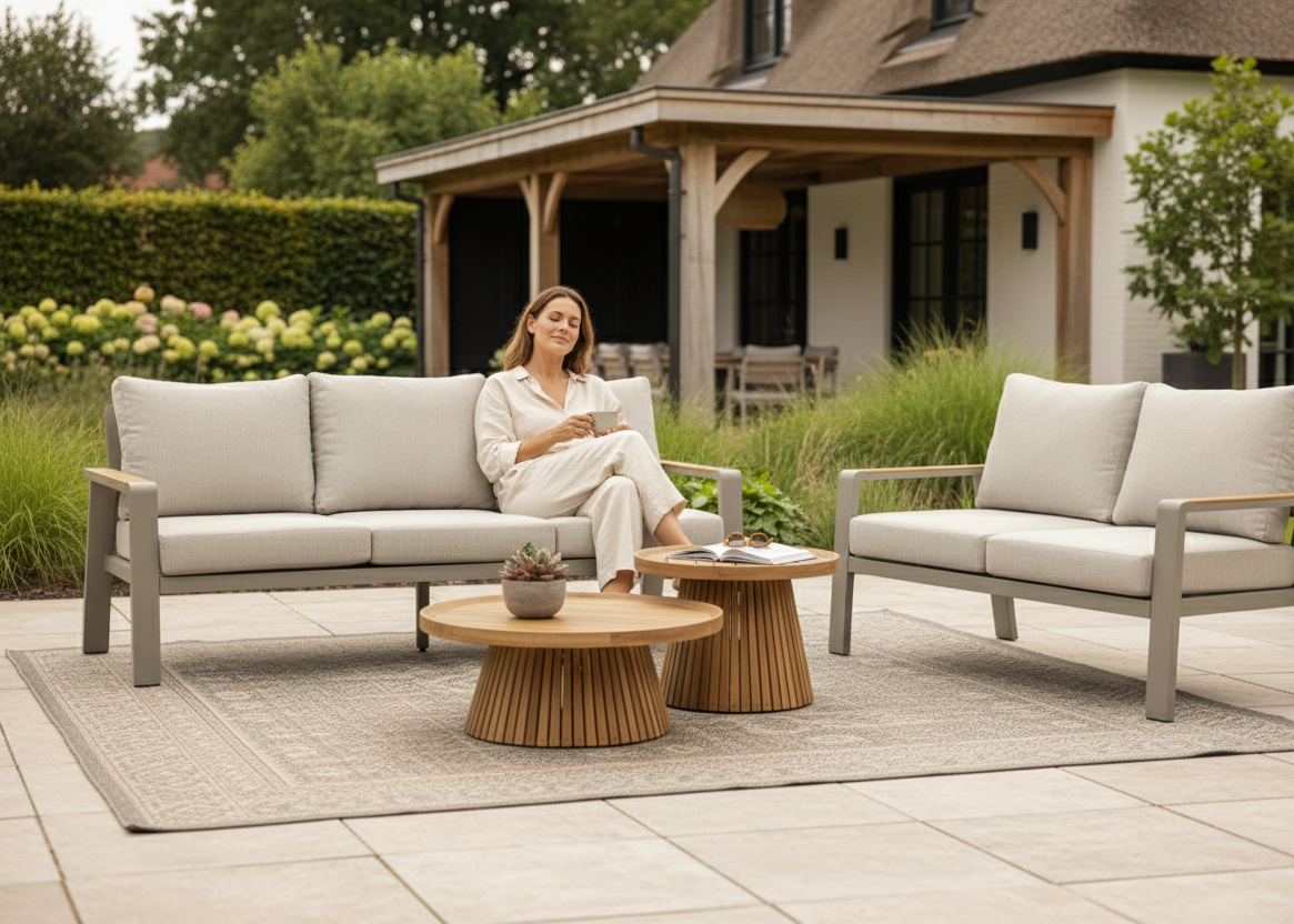 Aluminium Stoel-Bank Loungeset - Taupe - Belito Birmingham - 5 -delig