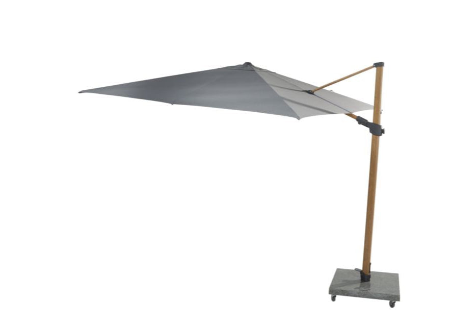 4Seasons Siesta Premium Zweefparasol 300x300cm - Woodlook Frame Charcoal