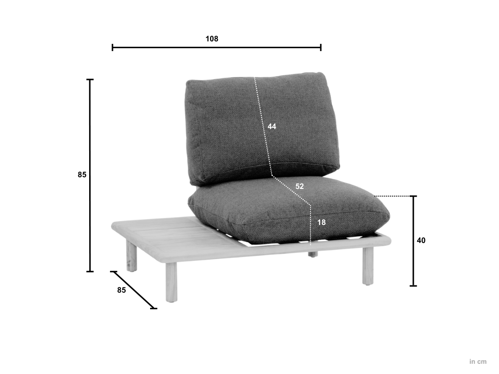 Apple Bee Sling Loungestoel Rechts – Teak – 108 cm Hoge Rug – BEE WETT®