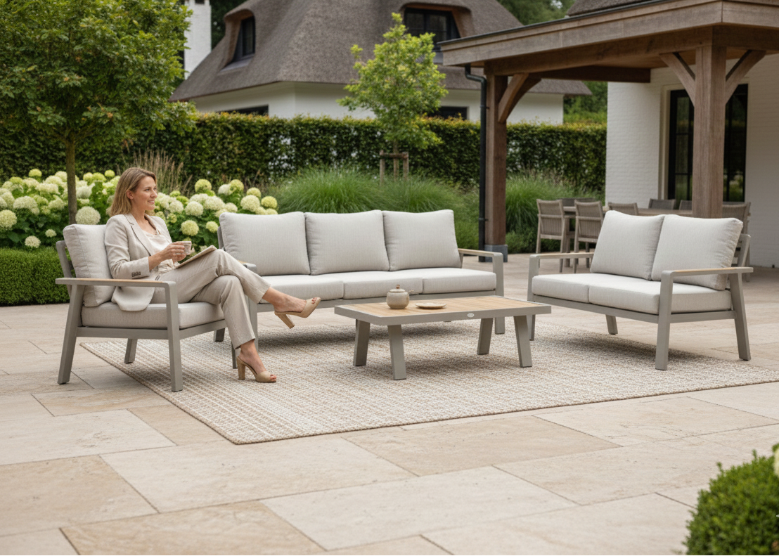 Stoel-bank loungeset birmgham taupe 