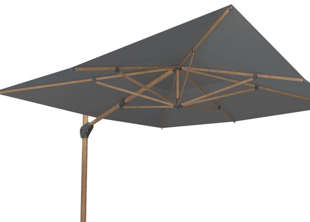 4Seasons Hacienda Zweefparasol 300x400cm - Woodlook Frame Charcoal Doek