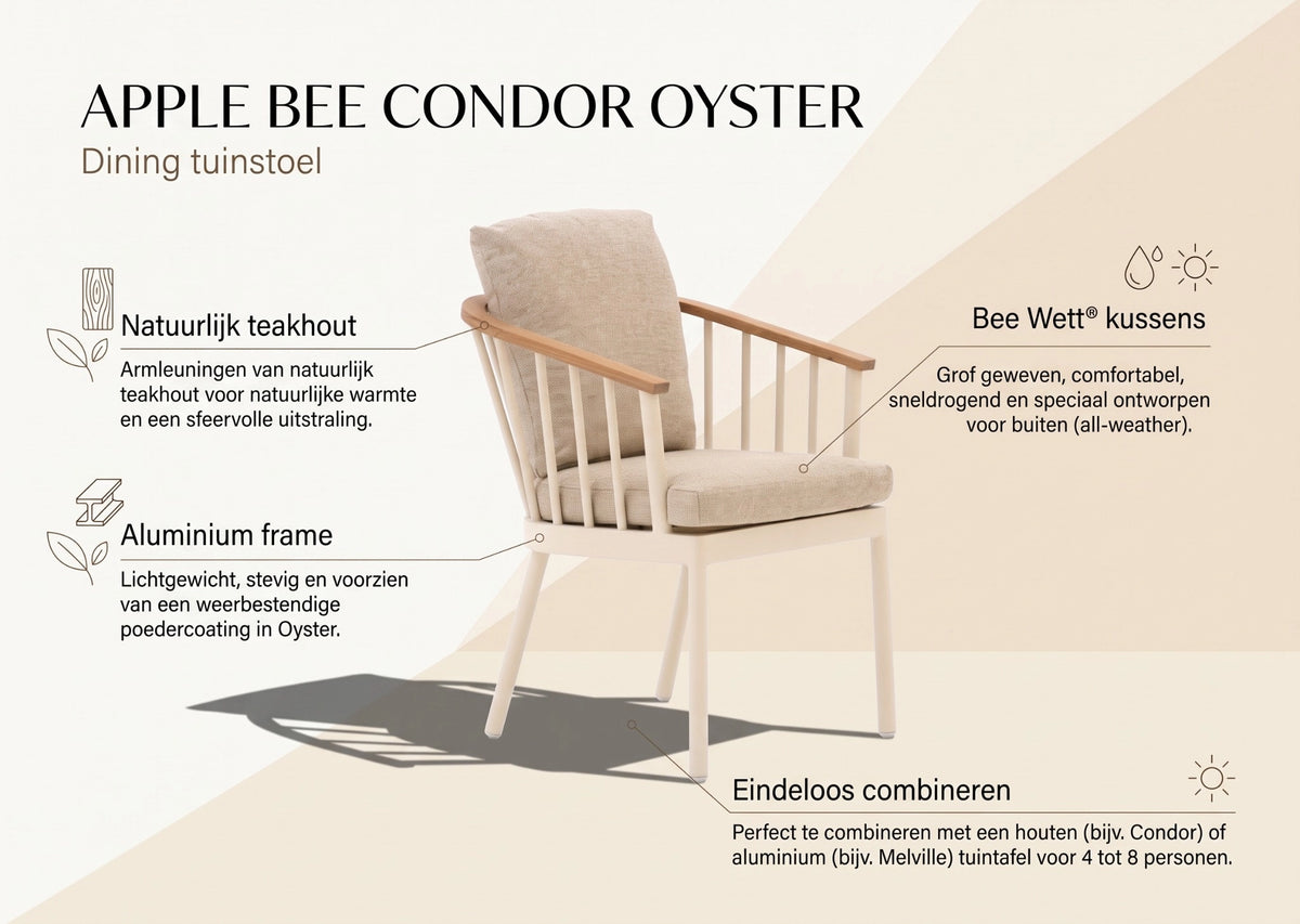 Apple Bee Condor Dining Chair | Oyster | Aluminium & Teak