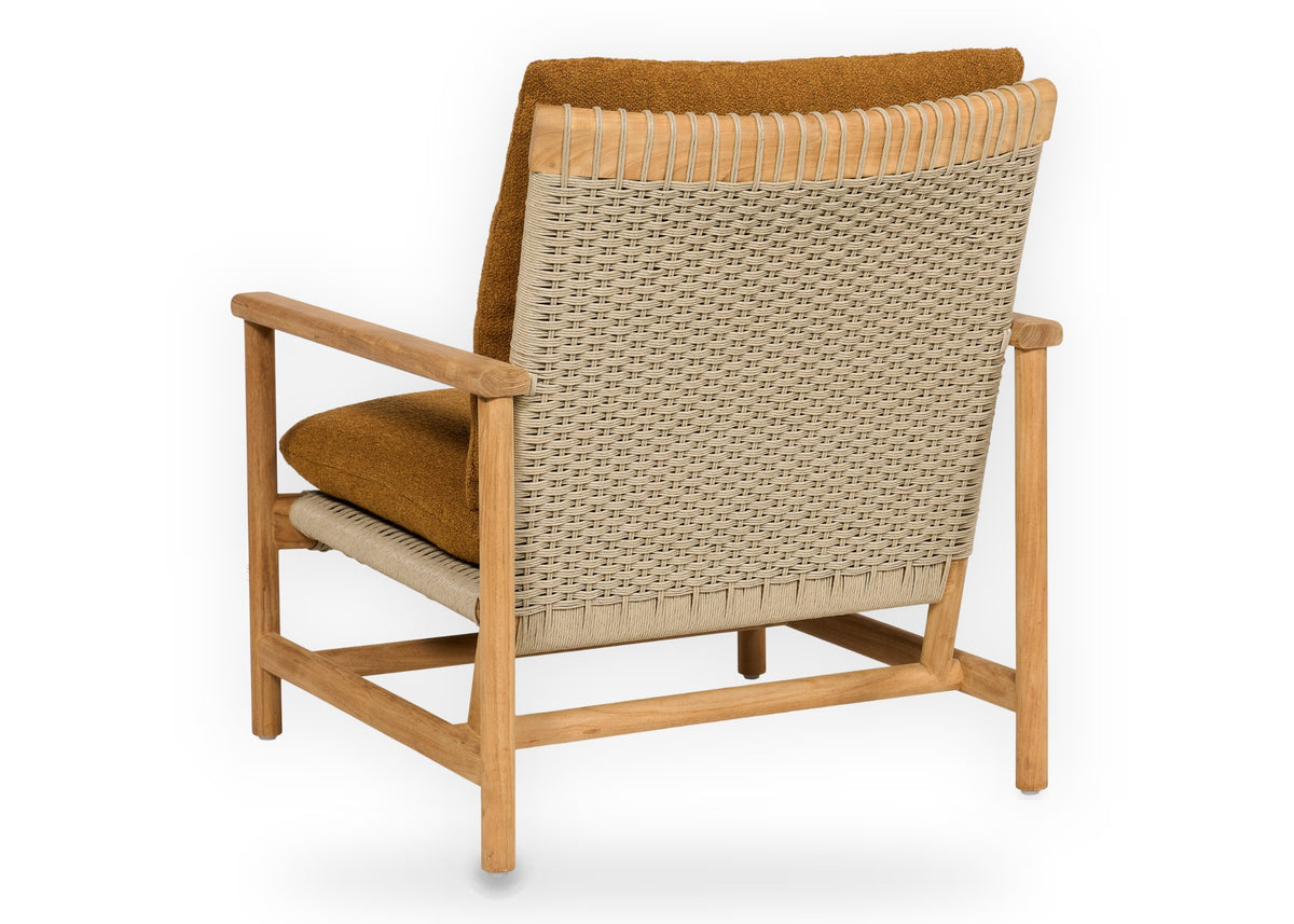 Achterkant Apple Bee Jamila loungestoel met Linen Biculair wicker vlechtwerk