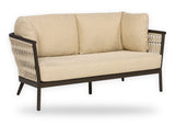 Apple Bee Murni loungebank 150 cm 2-zits Bronze met Sand rope en Cotton Flower kussens – vrijstaand