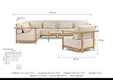 Maattekening Apple Bee St. Lucia Loungeset 6-delig met afmetingen: Hoekbank: 316 x 240 x 79 cm, Loungestoel: 86 x 82 x 79 cm, Koffietafel: 128 x 70 x 35 cm, Zithoogte: 38 cm
