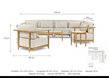 Maattekening Apple Bee St. Lucia Loungeset Links Lang met afmetingen: Hoekbank: 316 x 240 x 79 cm, Loungestoel: 86 x 82 x 79 cm, Koffietafel: 128 x 70 x 35 cm, Zithoogte: 38 cm