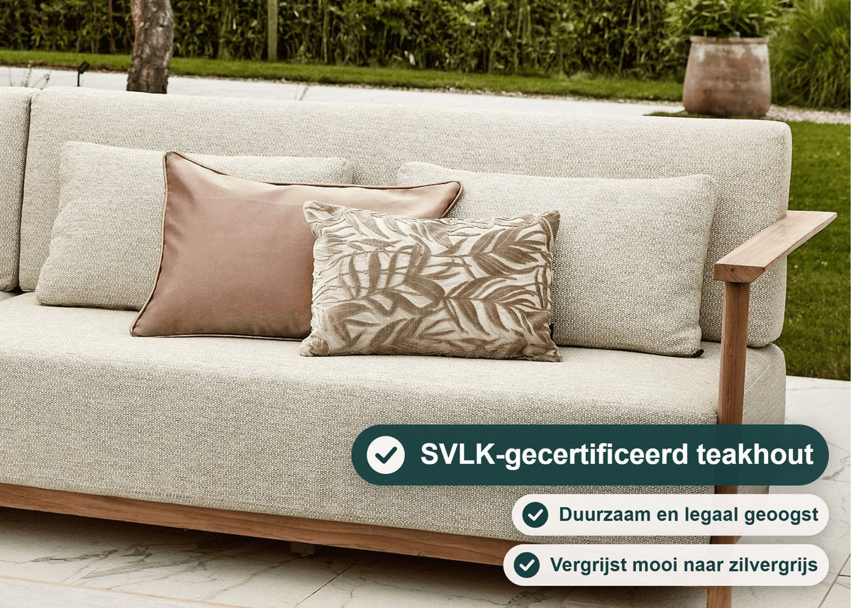 Apple Bee St. Lucia Loungeset 6-delig, SVLK Teak, Bee Wett Kussens – foto 6 – SVLK-gecertificeerd teakhout