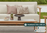 Apple Bee St. Lucia Loungeset 5-delig, SVLK Teak, 2 Tafels, Bee Wett Kussens – foto 5 – Hoekbank 316 x 240 cm