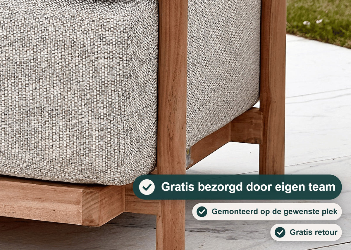 Apple Bee St. Lucia Loungeset 5-delig Rechts, SVLK Teak, 2 Tafels, Bee Wett Kussens – foto 9 – Gratis bezorgd door eigen team