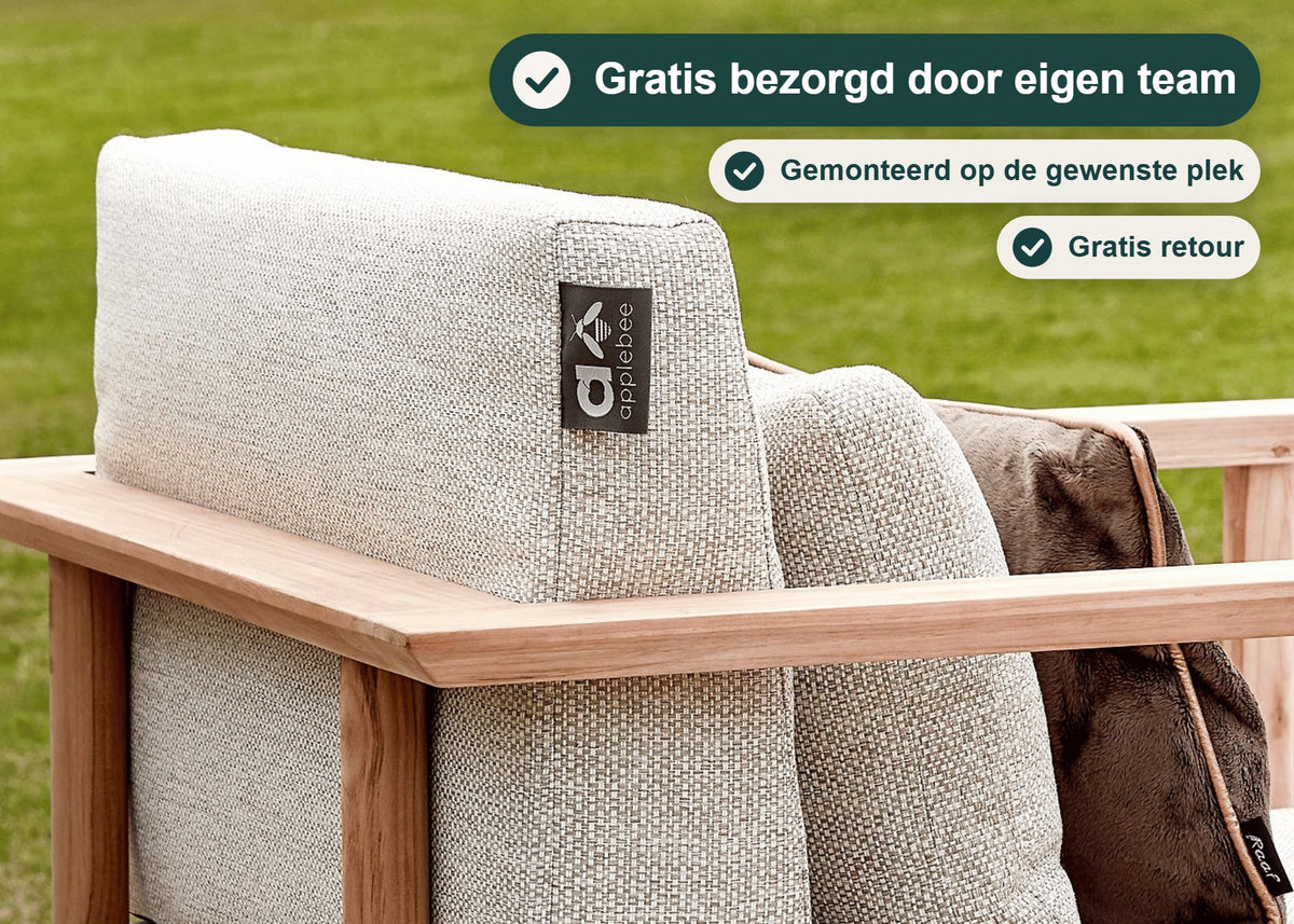 Apple Bee St. Lucia Loungeset, SVLK Teak, Bee Wett Kussens, Nr.6 – foto 4 – Gratis bezorgd door eigen team