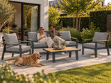 Belito Birmingham Loungeset Nr.1 | Antraciet | 3-zits Bank + 2x Stoel + Tafel | 5 Personen