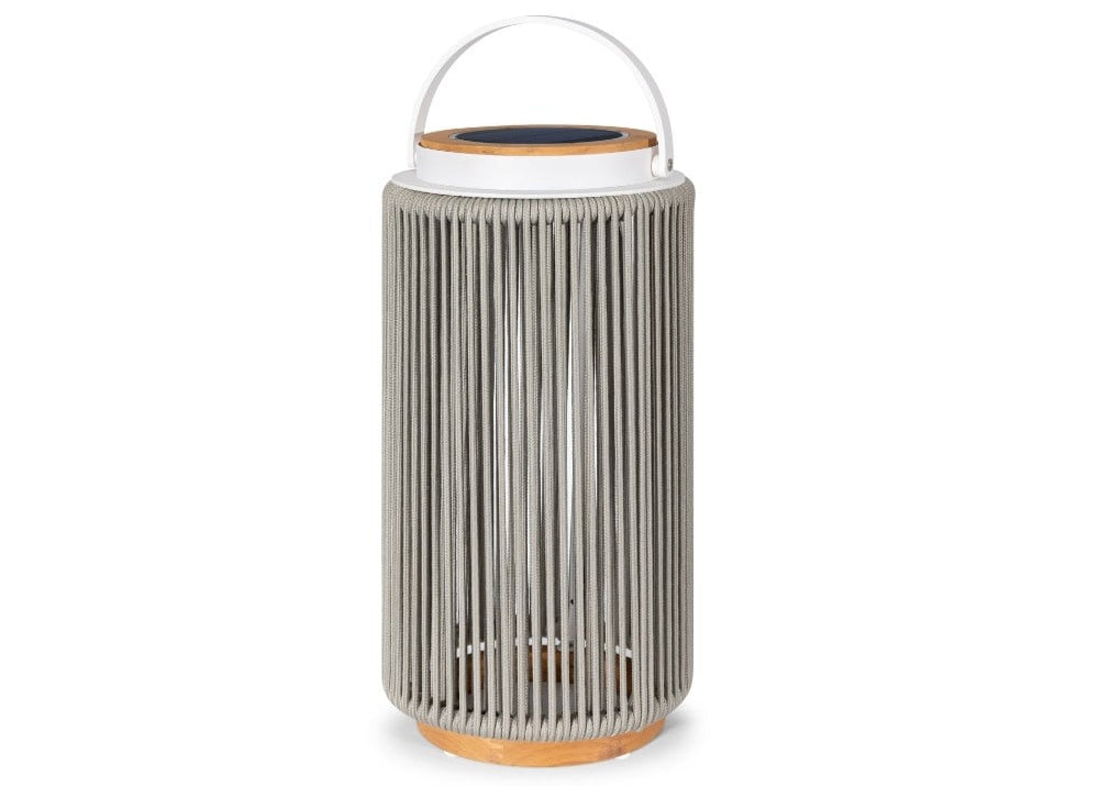 Valentino sfeerlamp tuin solar - aluminium - teakhout - light grey - set
