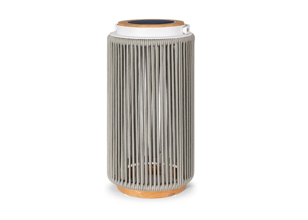 Valentino sfeerlamp tuin solar - aluminium - teakhout - light grey - 48 cm