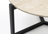 Loungesetland Apple Bee Monaco koffietafel met rond sintered stone blad en zwart gepoedercoat aluminium frame