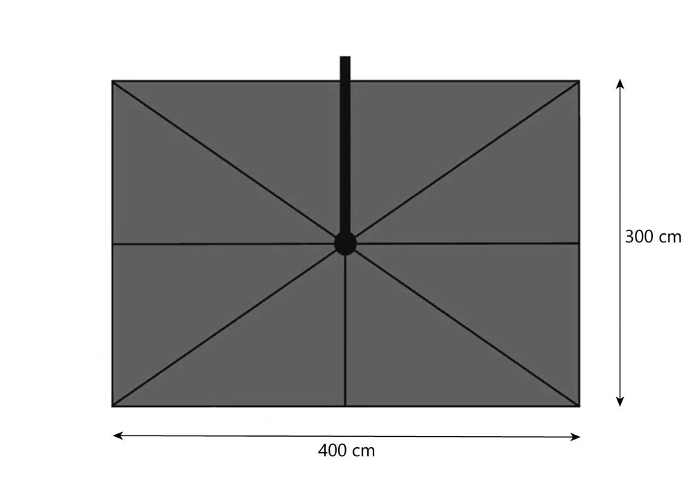 Platinum Challenger T1 Zweefparasol – 400x300 cm – Champagne / Teak Look