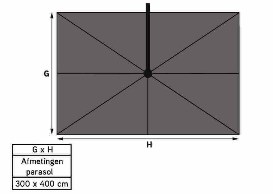 4Seasons Hacienda Zweefparasol 300x400cm - Charcoal Frame & Doek