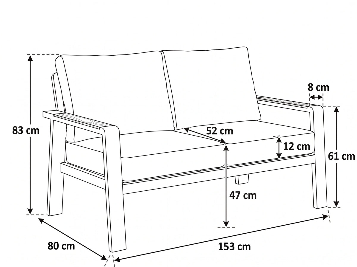 Belito Birmingham Garden Bench | 146 cm | Anthracite Aluminum | 2-Seater