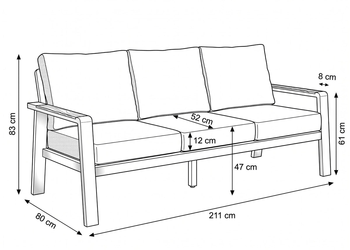 Belito Birmingham Lounge Set No. 1 | Anthracite | 3-seater Sofa + 2x Chair + Table | 5 People