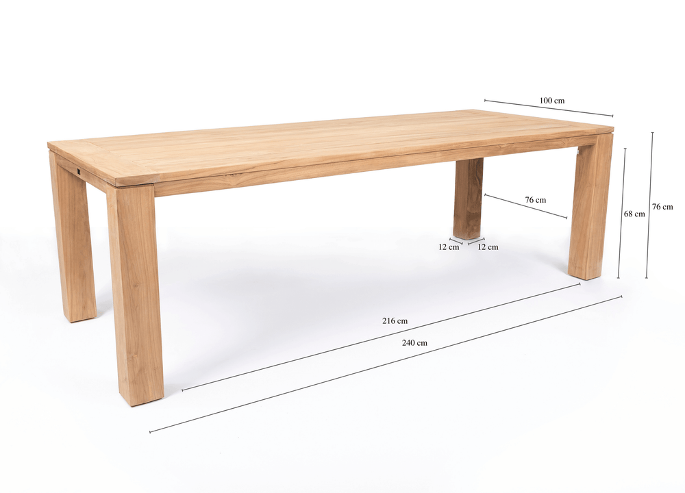 Hartman Sophie teak/Belito tuintafel 240 cm dining tuinset 7-delig Hartman