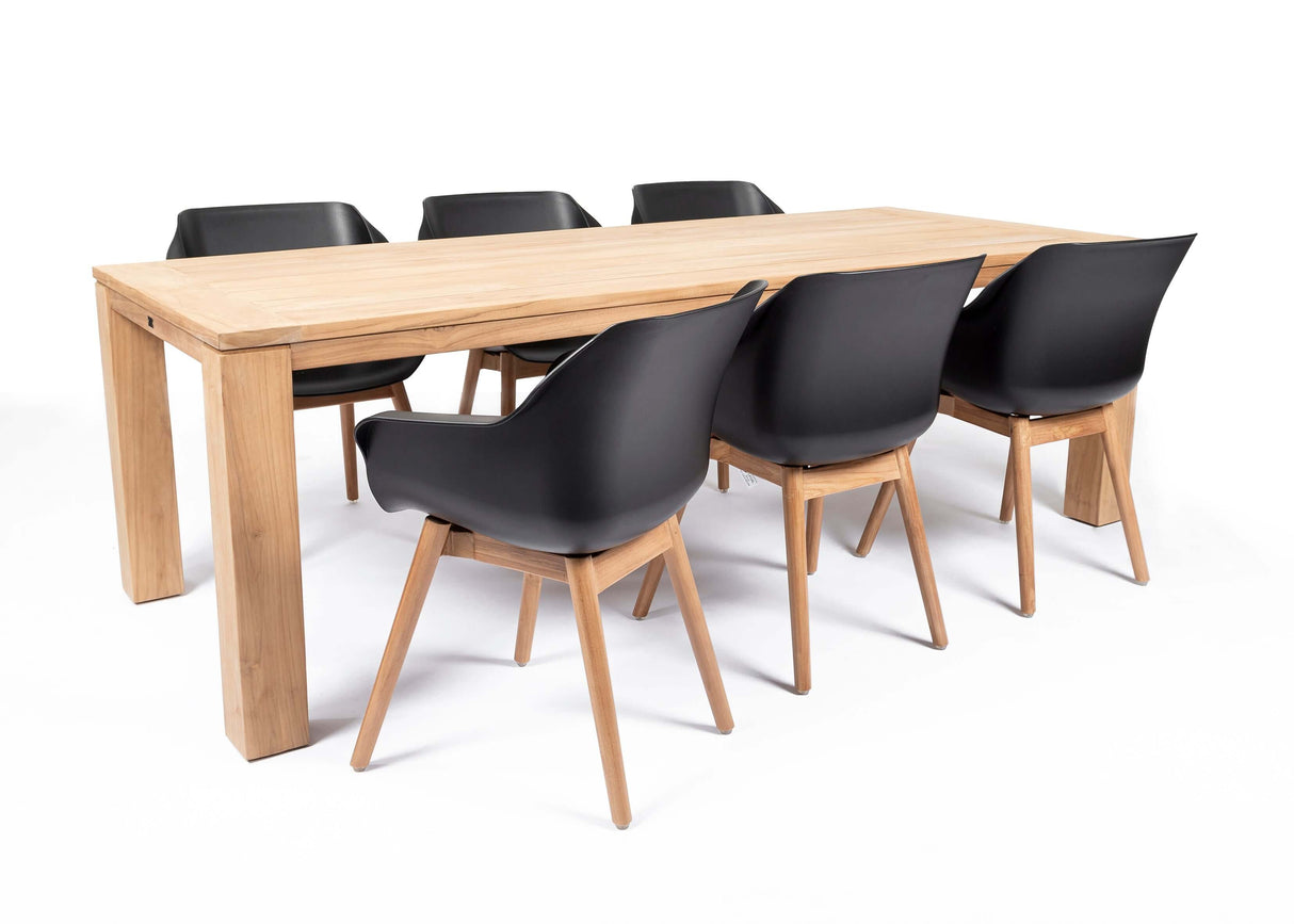 Hartman Sophie teak/Belito tuintafel 240 cm dining tuinset 7-delig Hartman