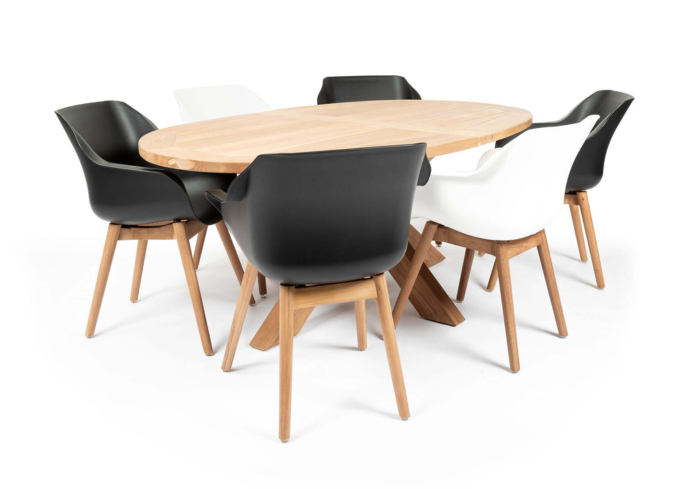 Hartman Sophie teak/Belito tuintafel 200 cm dining tuinset 7-delig Hartman