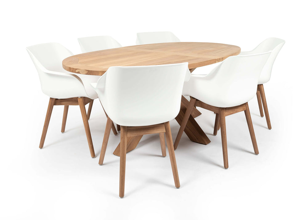 Hartman Sophie teak/Belito tuintafel 200 cm dining tuinset 7-delig Hartman