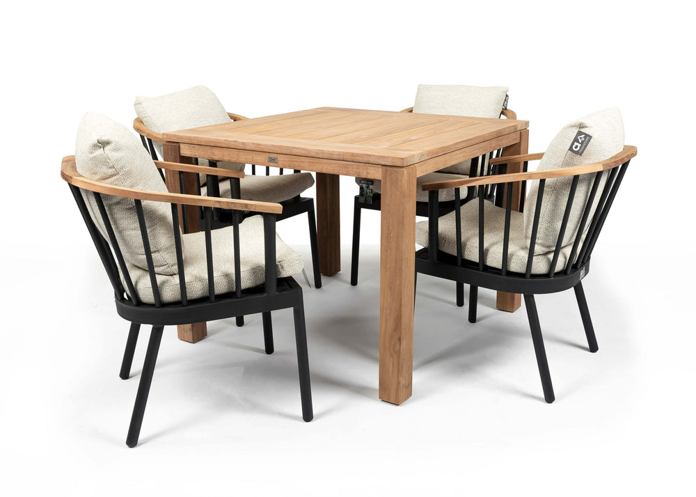 Apple Bee Condor tuinset op witte achtergrond met één stoel opgen gedraaid